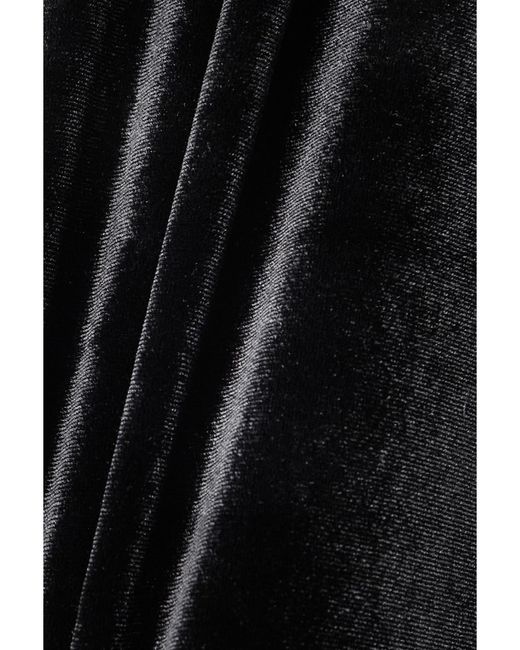 Totême Black Gathered Stretch-Velvet Midi Dress