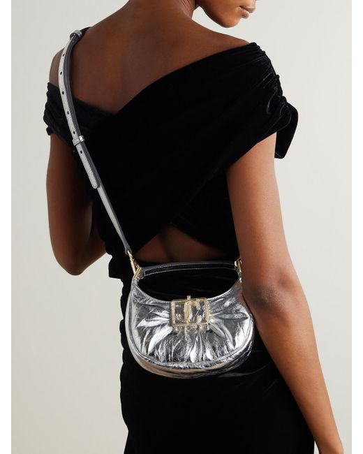 Jimmy Choo Metallic Edie Mini Schultertasche Aus Satin Mit Verzierungen
