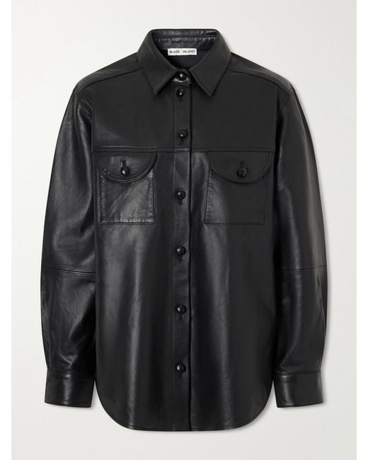 Blazé Milano Black Berber Leather Shirt