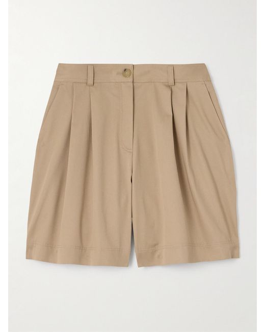 Totême Natural Pleated Organic Cotton-Twill Shorts
