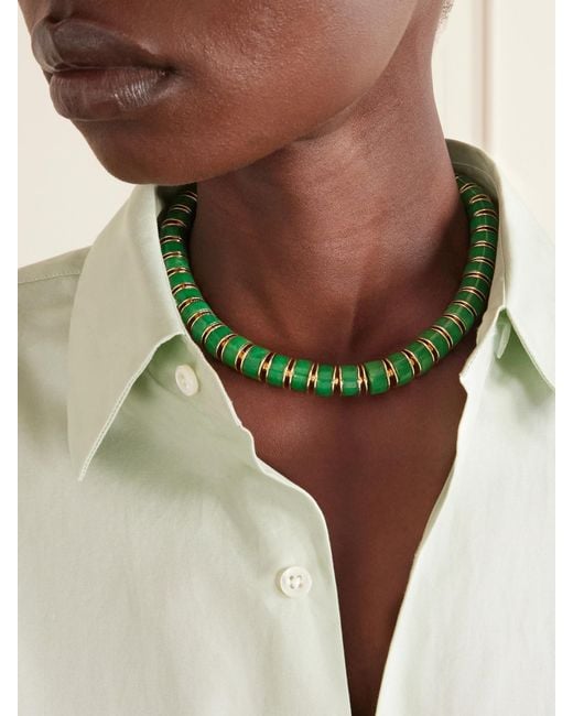 Roxanne Assoulin Green The Stone Slice-Tone Jade And Carnelian Beaded Necklace