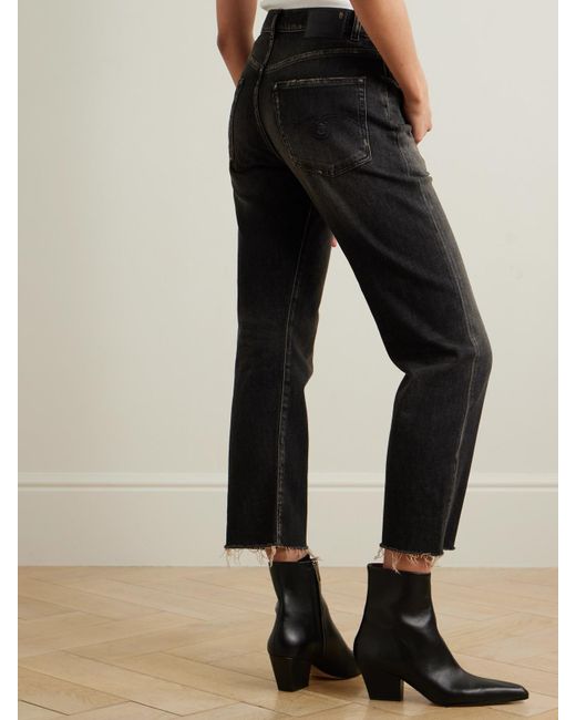 R13 Black Boyfriend Verkürzte, Hoch Sitzende Jeans Mit Geradem Bein