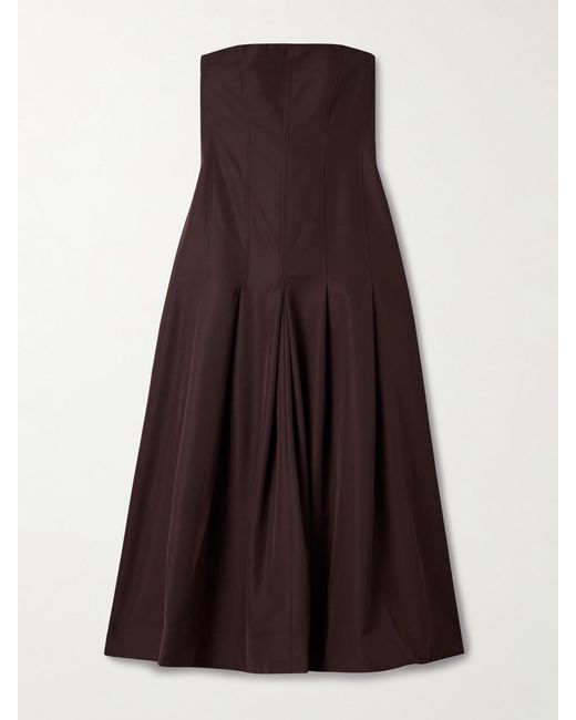 Kallmeyer Purple Maeve Pleated Wool-Blend Twill Midi Dress