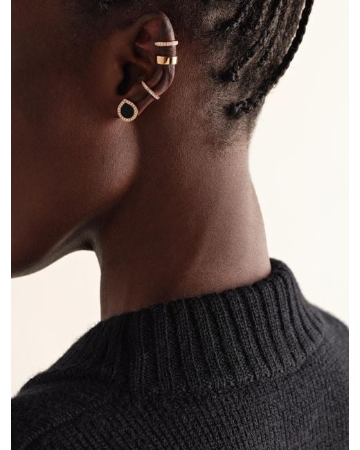 Repossi Natural Antifer 18-Karat Rose, Onyx And Diamond Single Earring