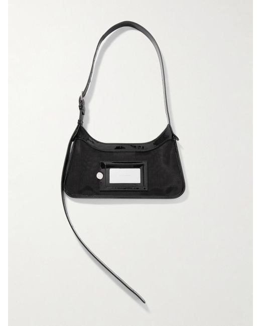 Acne White Embellished Patent Leather-Trimmed Mesh Shoulder Bag
