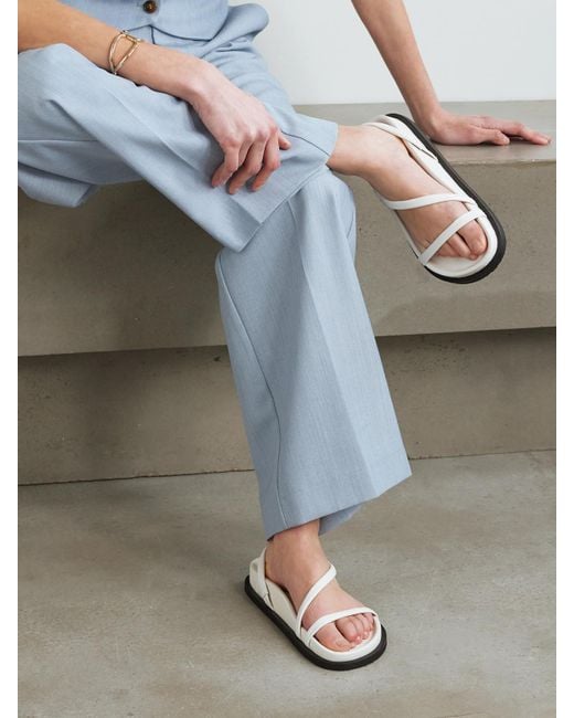 St. Agni White Twist Leather Slingback Sandals