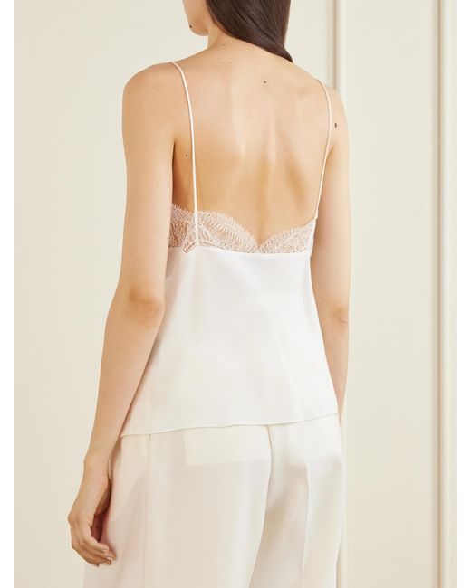 Sharon Wauchob White Capucines Scalloped Lace-Trimmed Silk Crepe De Chine Camisole
