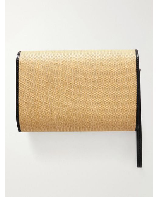 Totême Natural Travel Leather-Trimmed Raffia Shoulder Bag