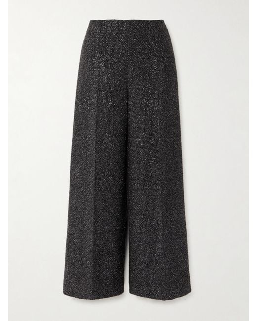 Chic Acetate Tweed-Style Wide-Leg Pants