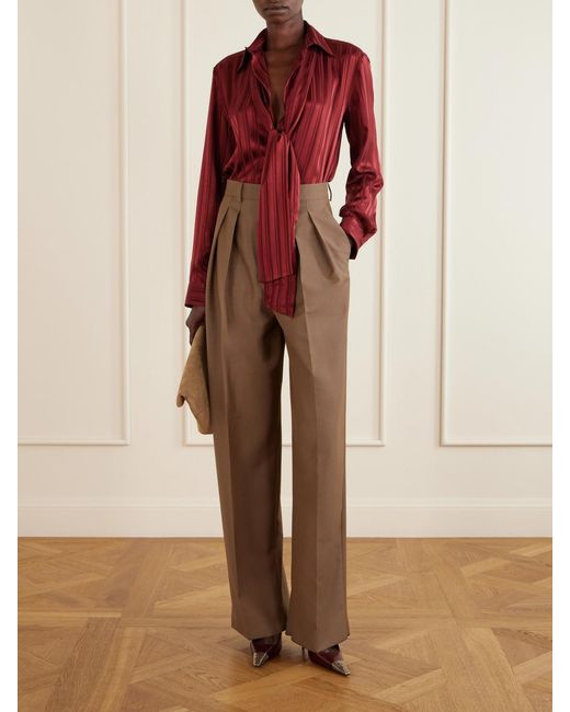 Saint Laurent Red Striped Silk Blouse