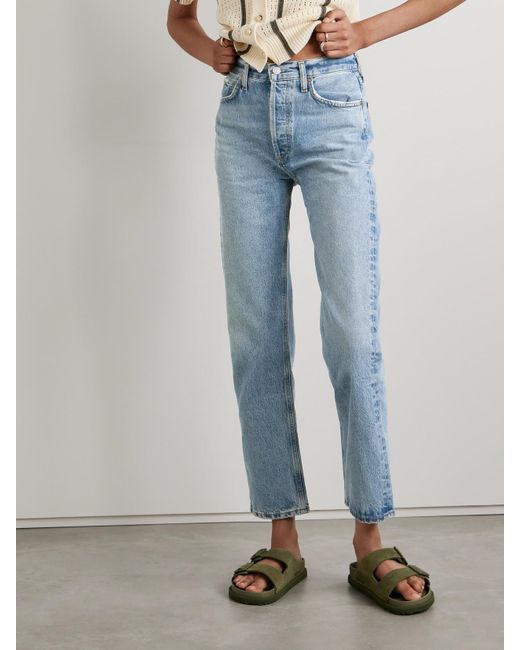 Agolde Blue '90S Pinch Waist High-Rise Straight-Leg Organic Jeans