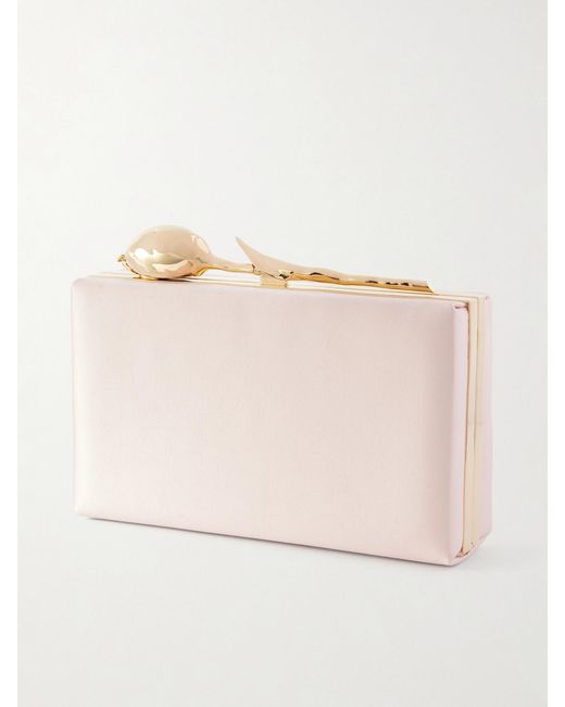 Erdem Pink Bloom Crystal-Embellished Satin Clutch
