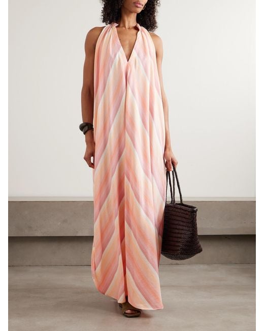 Marrakshi Life Pink Striped Dégradé Cotton Maxi Dress