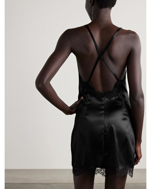 Dolce & Gabbana Black Lace-Trimmed Satin Mini Dress