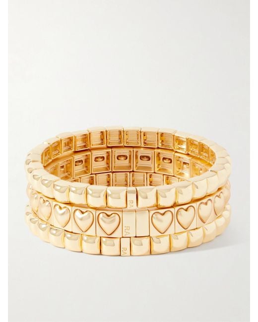 Roxanne Assoulin Metallic The Puffy Heart Stud Set Of Three-Tone Bracelets