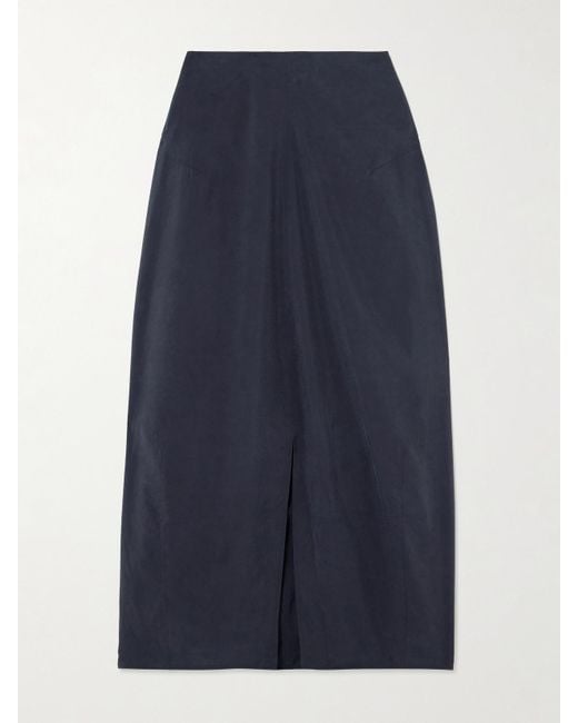 Totême  Blue Parachute Silk-Blend Maxi Skirt