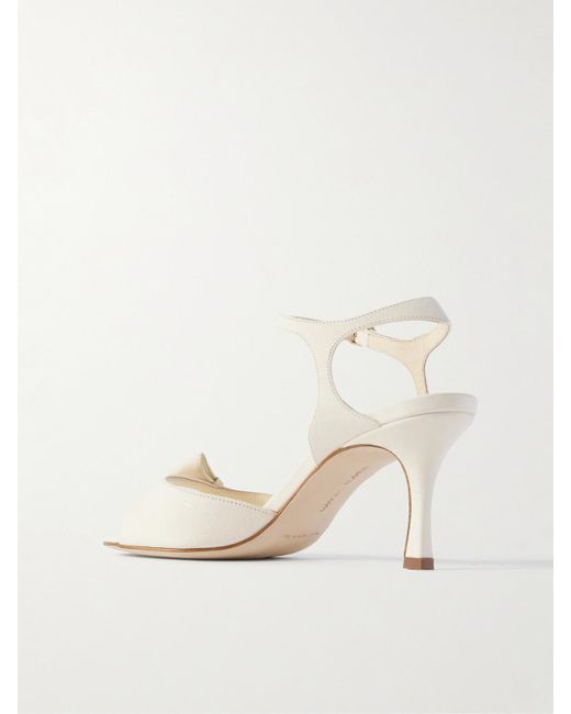 Manolo Blahnik Natural Limosan 70 Leather Sandals