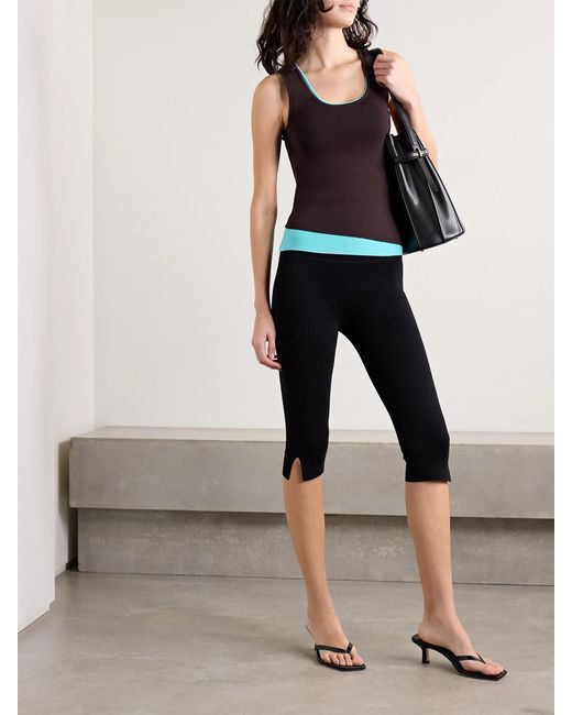 Staud Black Santino Cropped Knitted Leggings