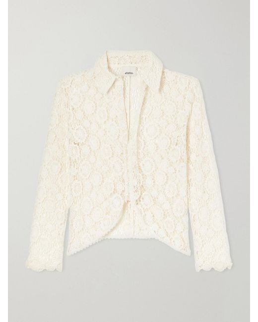 Isabel Marant Natural Yana Tie-Detailed Cotton-Lace Shirt
