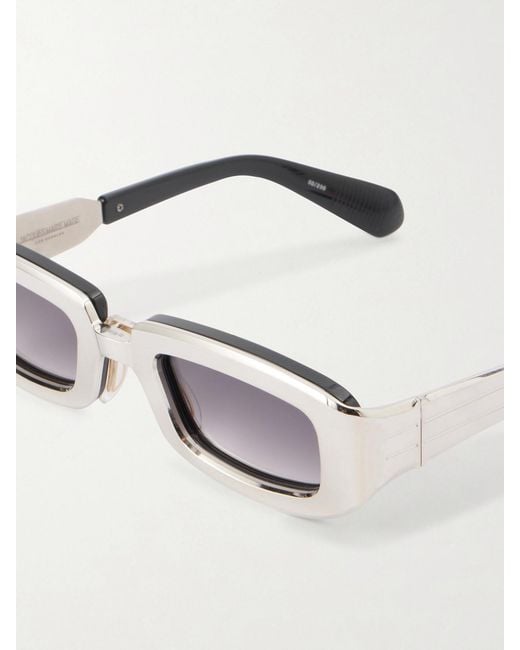 Jacques Marie Mage Metallic Ryder Rectangular-Frame Titanium Sunglasses