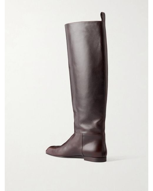 Khaite Brown Colt Leather Knee Boots
