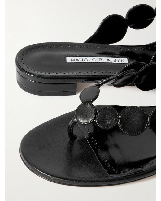 Manolo Blahnik Black Nour Leather Sandals