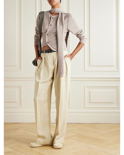 Lemaire Natural Asymmetric Wool-Blend Cardigan