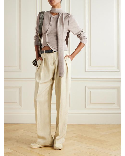 Lemaire Natural Asymmetric Wool-Blend Cardigan
