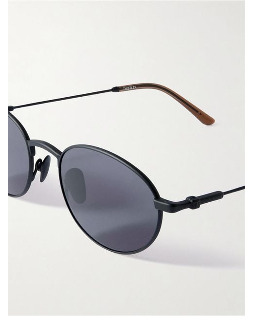 THISTLES Black The Cruz Oval-Frame Metal Sunglasses