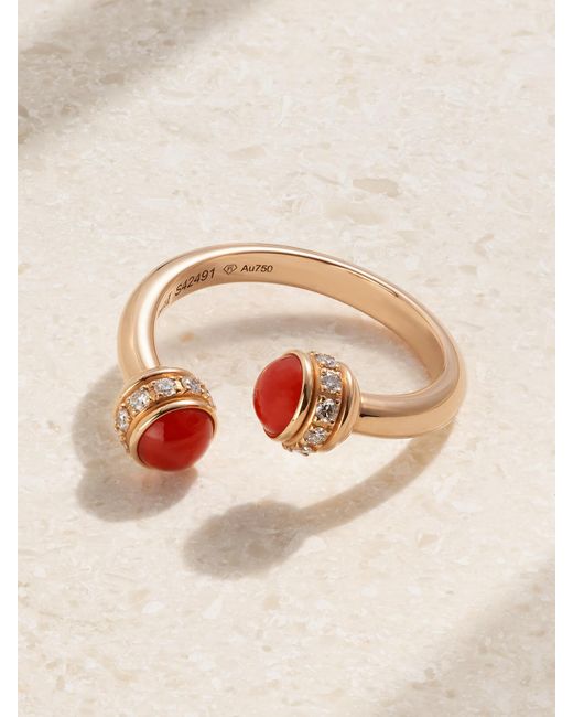 Piaget Natural Possession 18-Karat Rose, Carnelian And Diamond Ring