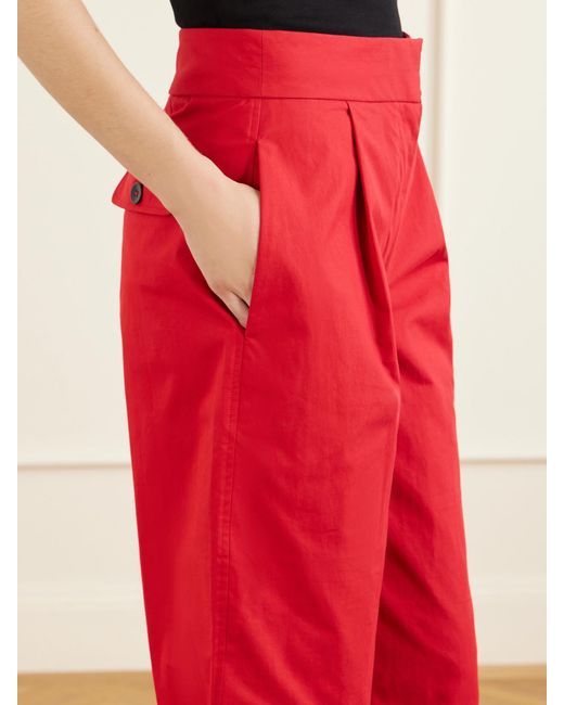 Proenza Schouler Red Talla Cotton-Blend Wide-Leg Pants