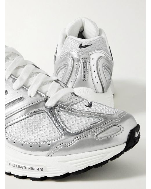 Nike White Air Pegasus 2K5 Metallic Leather And Mesh Sneakers