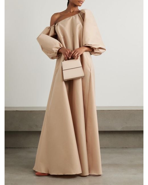 BERNADETTE Natural Nathalie Off-The-Shoulder Taffeta Gown
