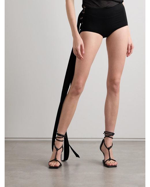 Ann Demeulemeester Black Xana Buckled Fringed Stretch-Crepe Shorts