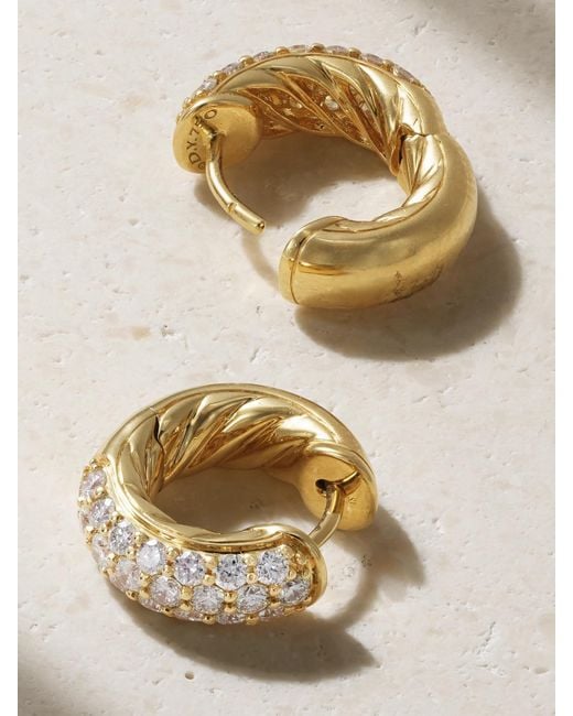 David Yurman Natural Dy Mercer Micro 18-Karat Diamond Hoop Earrings