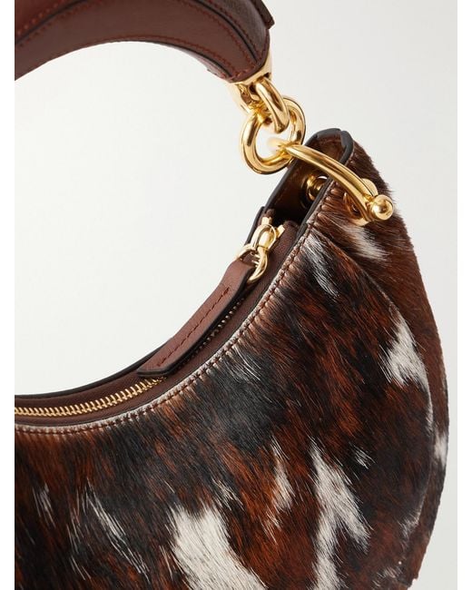 Chloé Brown Banana Leather-Trimmed Calf Hair Shoulder Bag