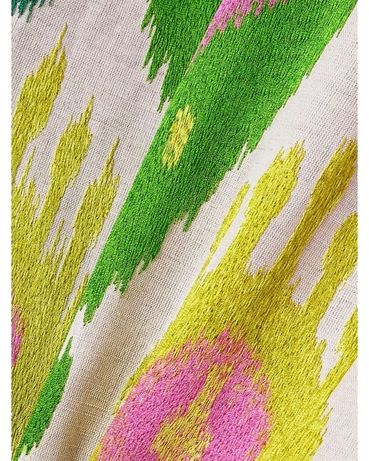 Marta Ferri Green Santorini Embroidered Woven Maxi Skirt