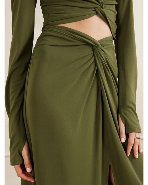 Violante Nessi Green Rebecca Satin Midi Skirt