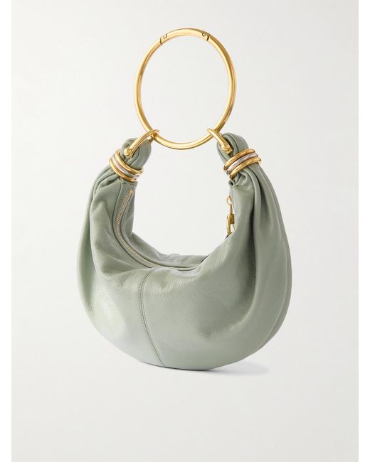Chloé Gray Bracelet Tasche Aus Strukturiertem Leder Mit Verzierungen