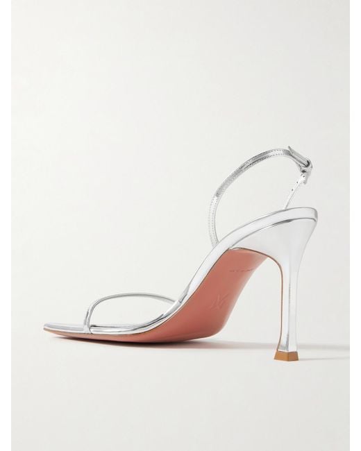 AMINA MUADDI Natural Maya Mirrored-Leather Sandals