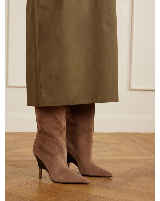 Khaite Brown Bella Suede Knee Boots