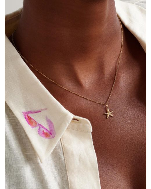 Sydney Evan White Starfish 14-Karat Diamond Necklace