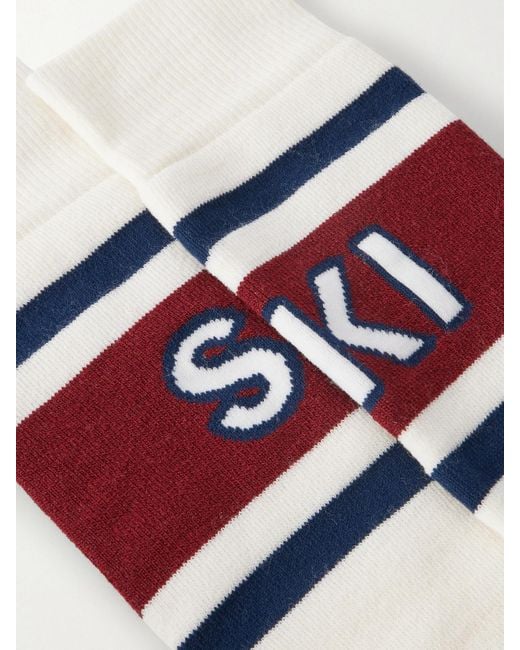 Falke White Intarsia Stretch-Knit Ski Socks