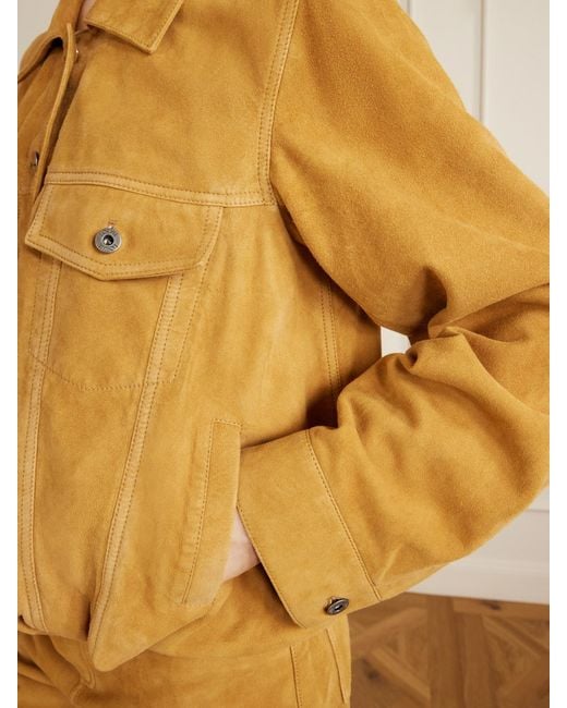 Loewe Yellow Gathered Suede Jacket
