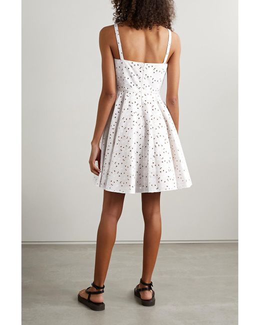 Michael Kors White Broderie Anglaise Cotton-Blend Mini Dress