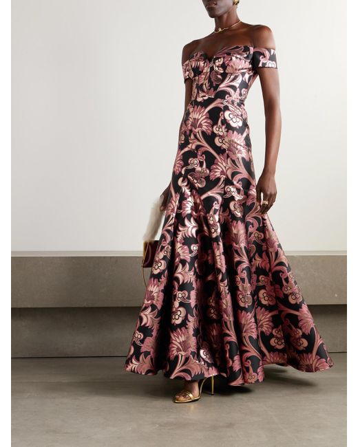Etro Red Long Jacquard Dress