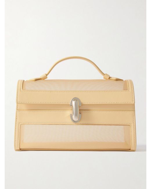 SAVETTE Natural Symmetry Pochette Leather And Mesh Tote