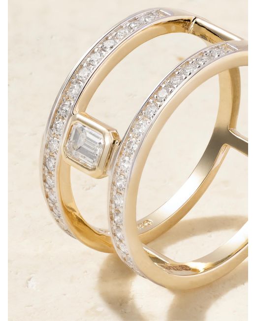Mateo Natural Le Double Bar Ring Aus 14 Karat Mit Diamanten