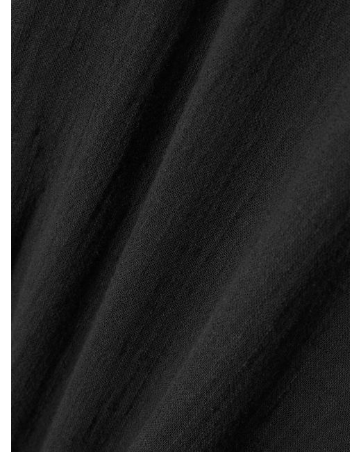 Staud Black Tillie Fringed Cotton-Gauze Mini Dress