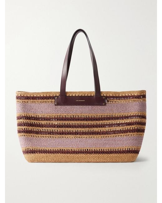 Anya Hindmarch Brown Striped Raffia Tote